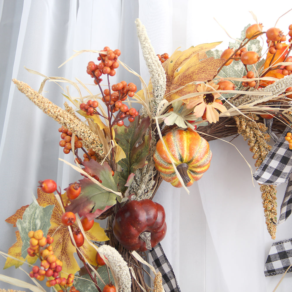 Factory Wholesale Autumn Home Decoration Wreath Halloween Decorations Yellow Wreath