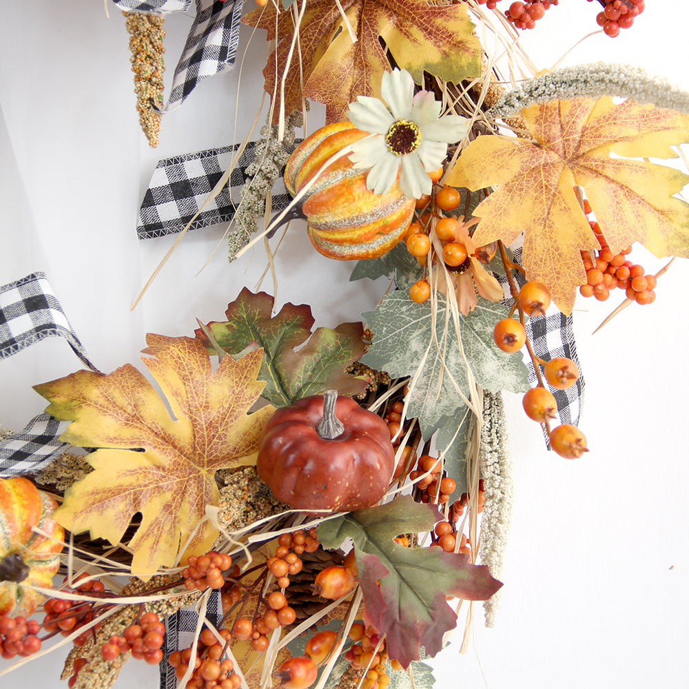 Factory Wholesale Autumn Home Decoration Wreath Halloween Decorations Yellow Wreath
