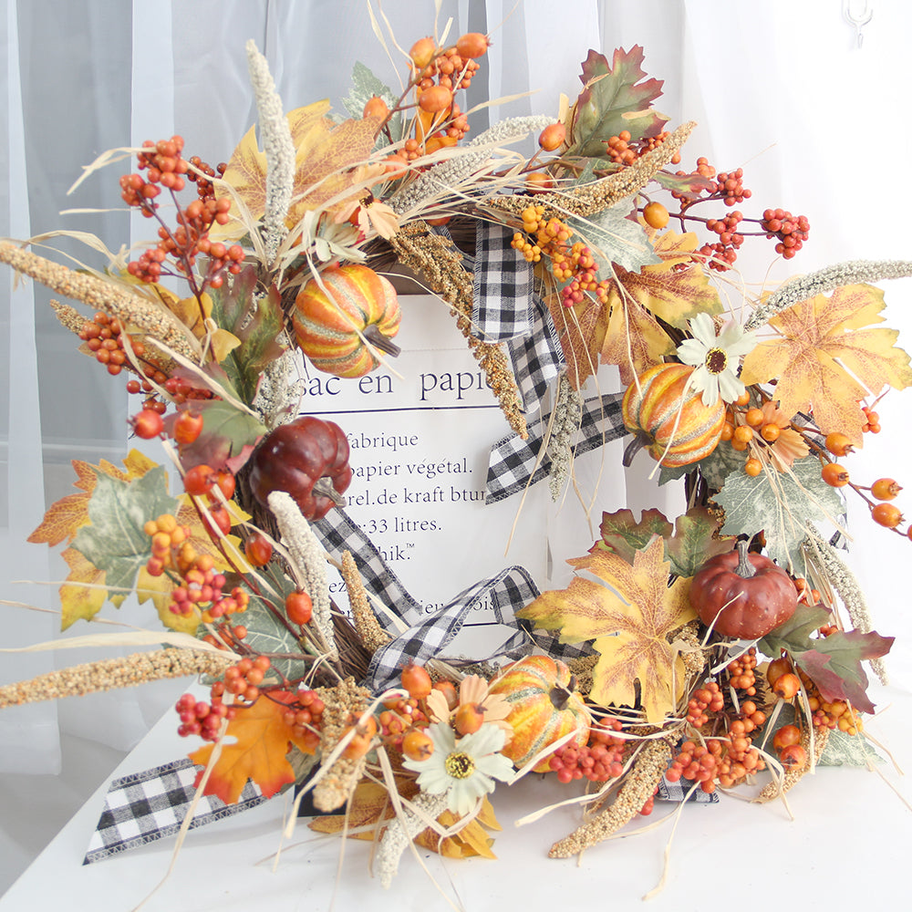 Factory Wholesale Autumn Home Decoration Wreath Halloween Decorations Yellow Wreath