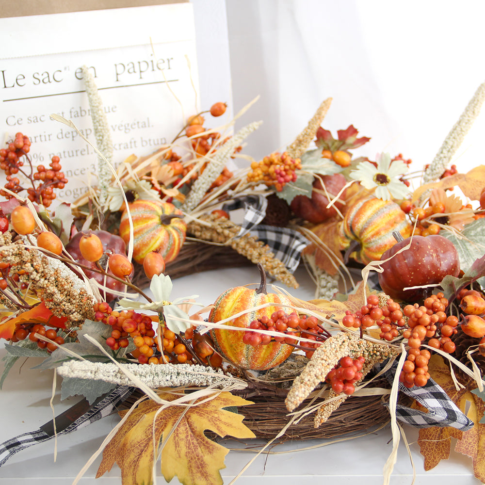Factory Wholesale Autumn Home Decoration Wreath Halloween Decorations Yellow Wreath