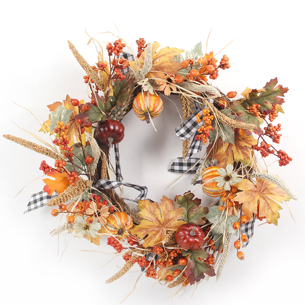 Factory Wholesale Autumn Home Decoration Wreath Halloween Decorations Yellow Wreath
