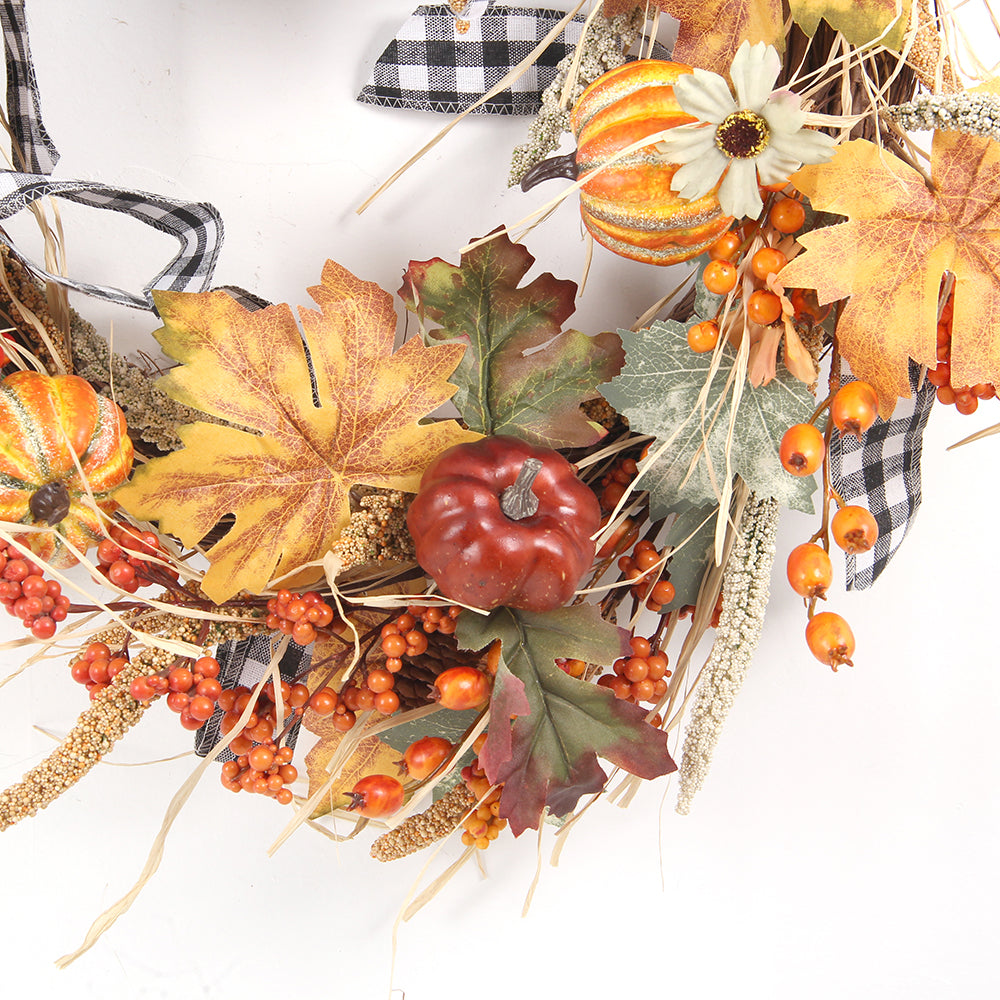 Factory Wholesale Autumn Home Decoration Wreath Halloween Decorations Yellow Wreath