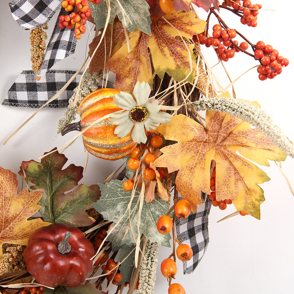 Factory Wholesale Autumn Home Decoration Wreath Halloween Decorations Yellow Wreath