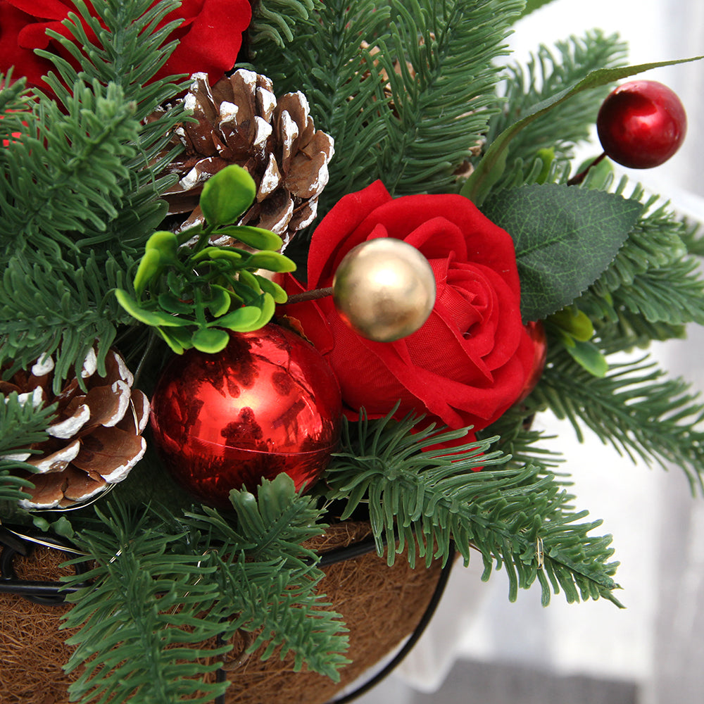 Frankfurt Fair Hot items Hanging Flower Basket Christmas Design Spherical Rose Flower Basket Decor For Christmas Decorations
