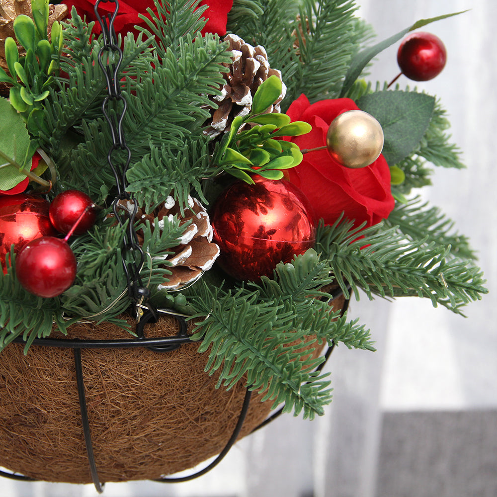 Frankfurt Fair Hot items Hanging Flower Basket Christmas Design Spherical Rose Flower Basket Decor For Christmas Decorations