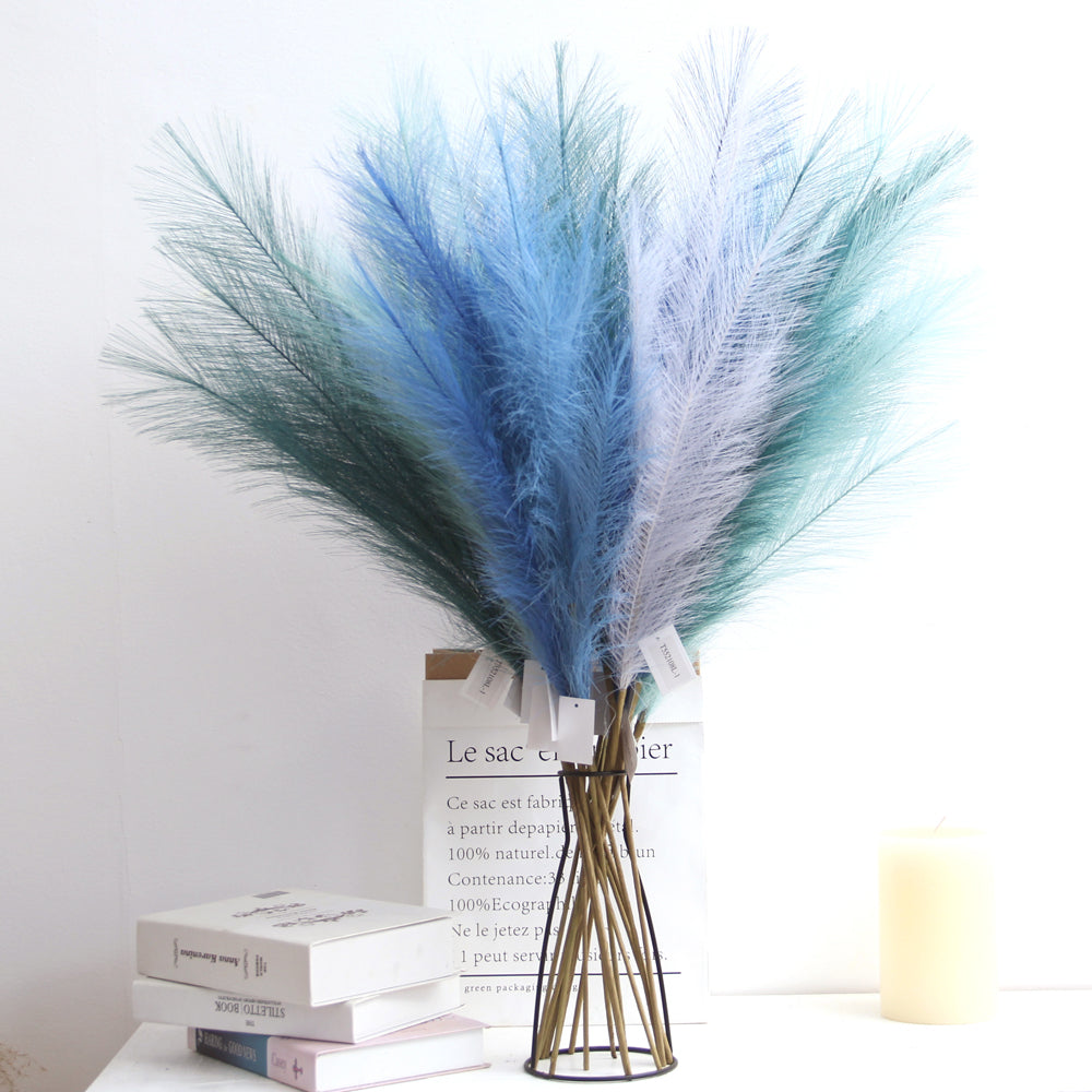 Free Sample Ready to Ship 2023 Top Sale Wholesale Artificial Flowers Faux Pampas Grass Blue For Home Decoration