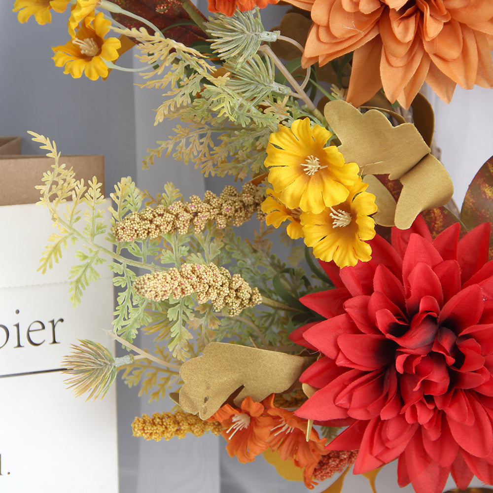 Fall Front Door Wreath Autumn Wreath With Pumpkin Pine Cone Berry Harvest Thanksgiving Fall Decorations Wreath