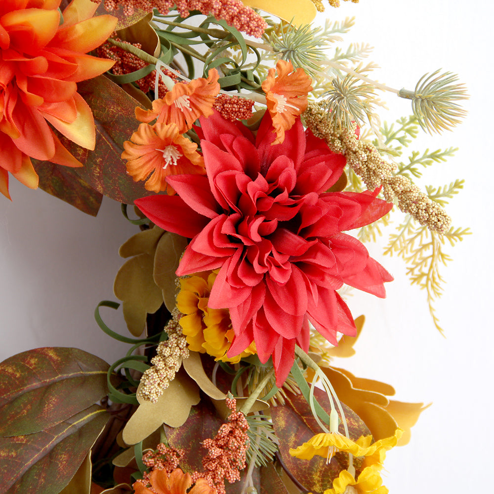 Fall Front Door Wreath Autumn Wreath With Pumpkin Pine Cone Berry Harvest Thanksgiving Fall Decorations Wreath