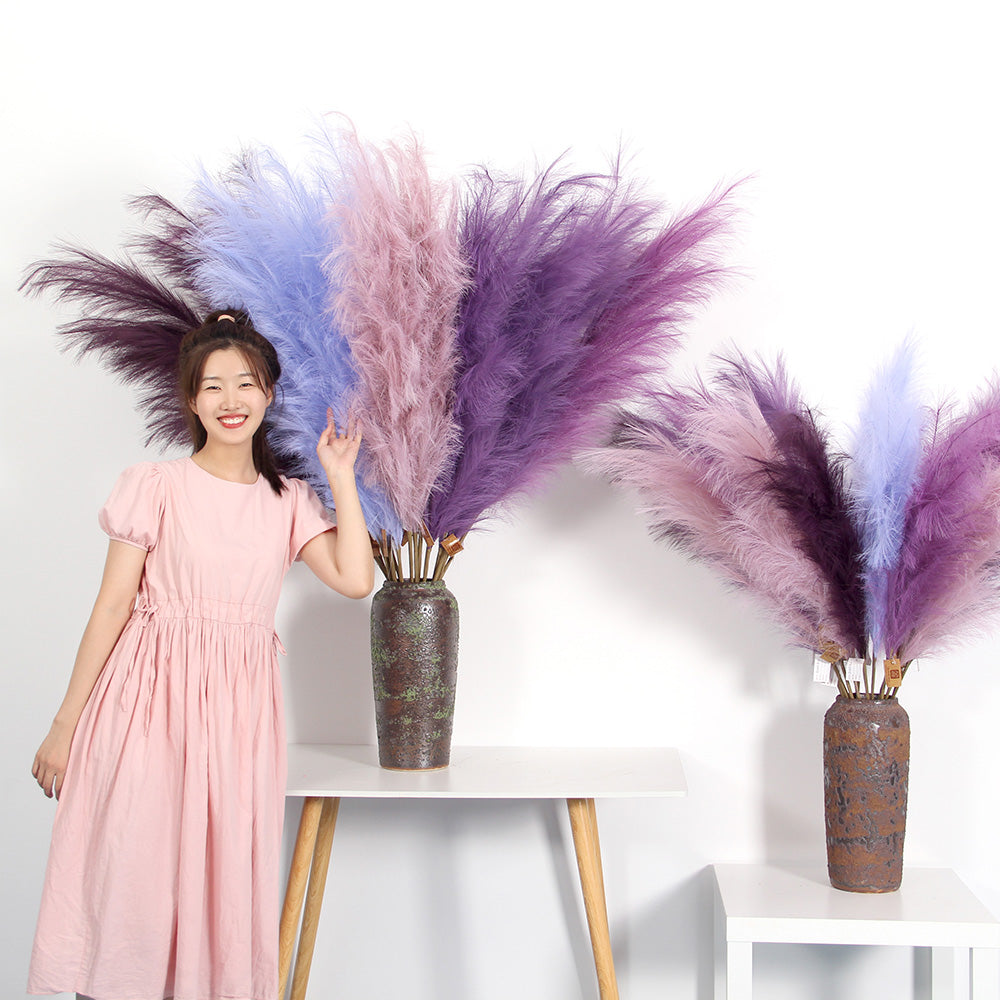 Hot Sale 150cm Pampas Grass Large Purple Series Pampas Grass Artificial Flower For Wedding & Home Decoration Artificial Pampas Grass