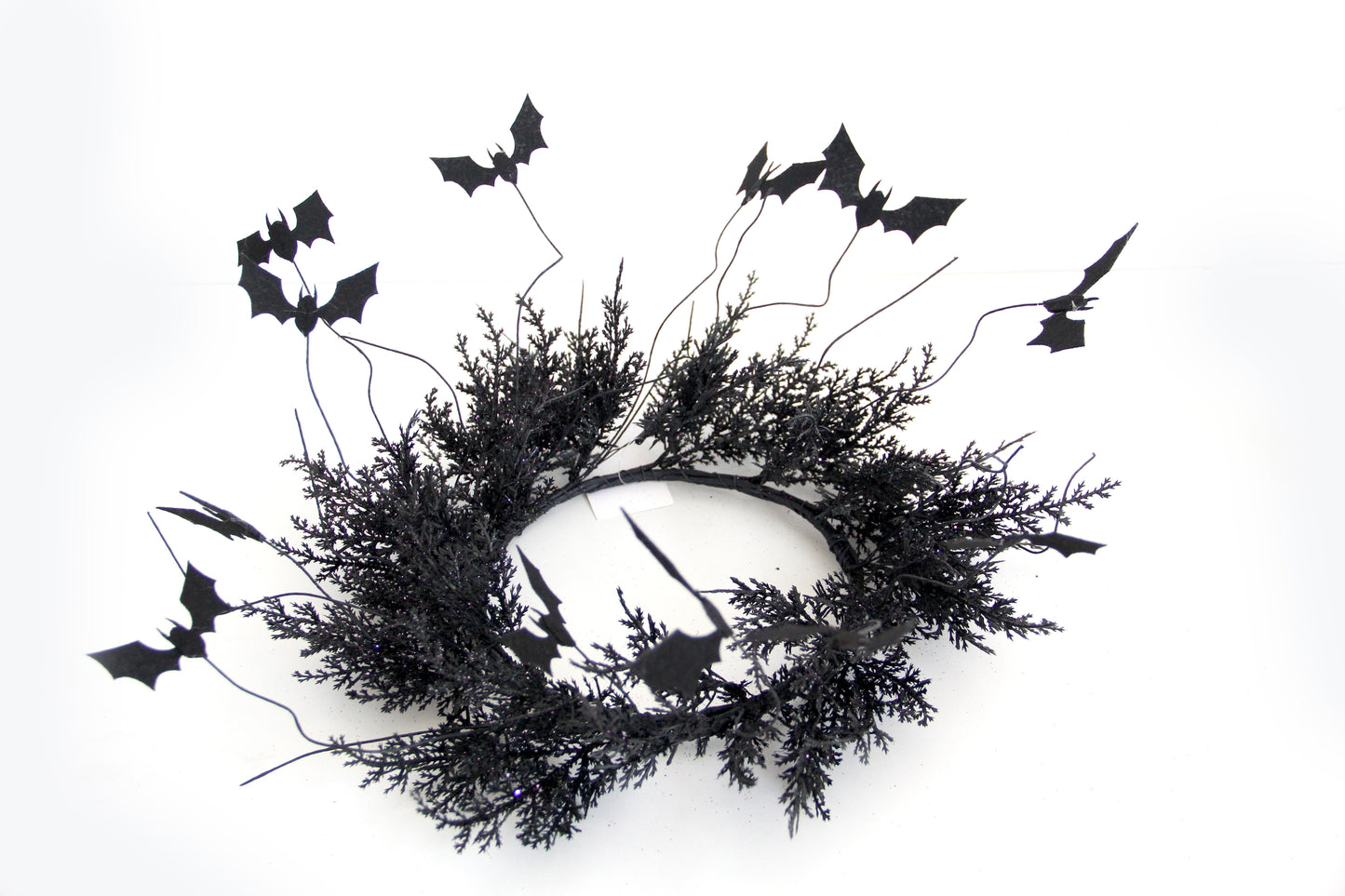 Factory wholesale Black Halloween Wreath Bat Wreath Door Wreath with Glitter Bats Decorations Halloween Party