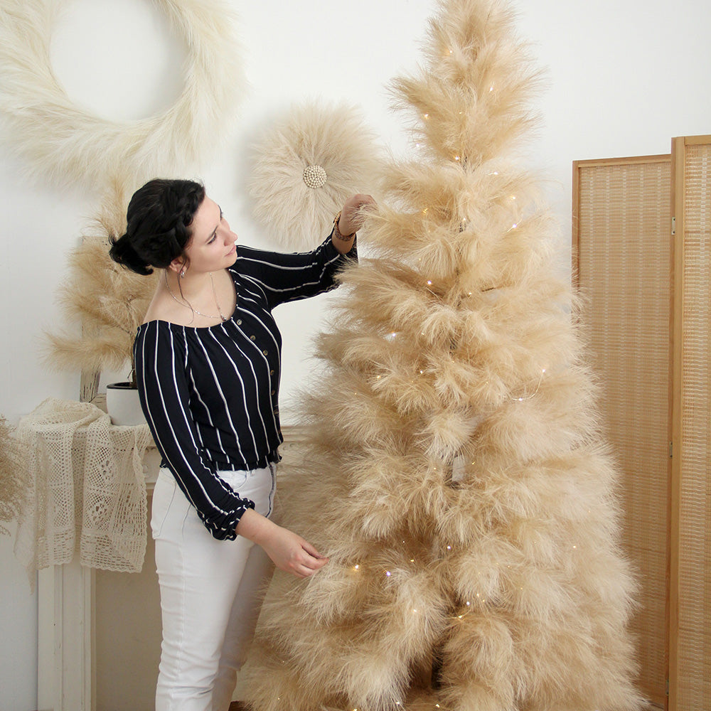 Original Design 7ft Pampas Tree Handmade Large Artificial Christmas Tree Restaurant Hotel Cafe Wedding Event Home Party Decor