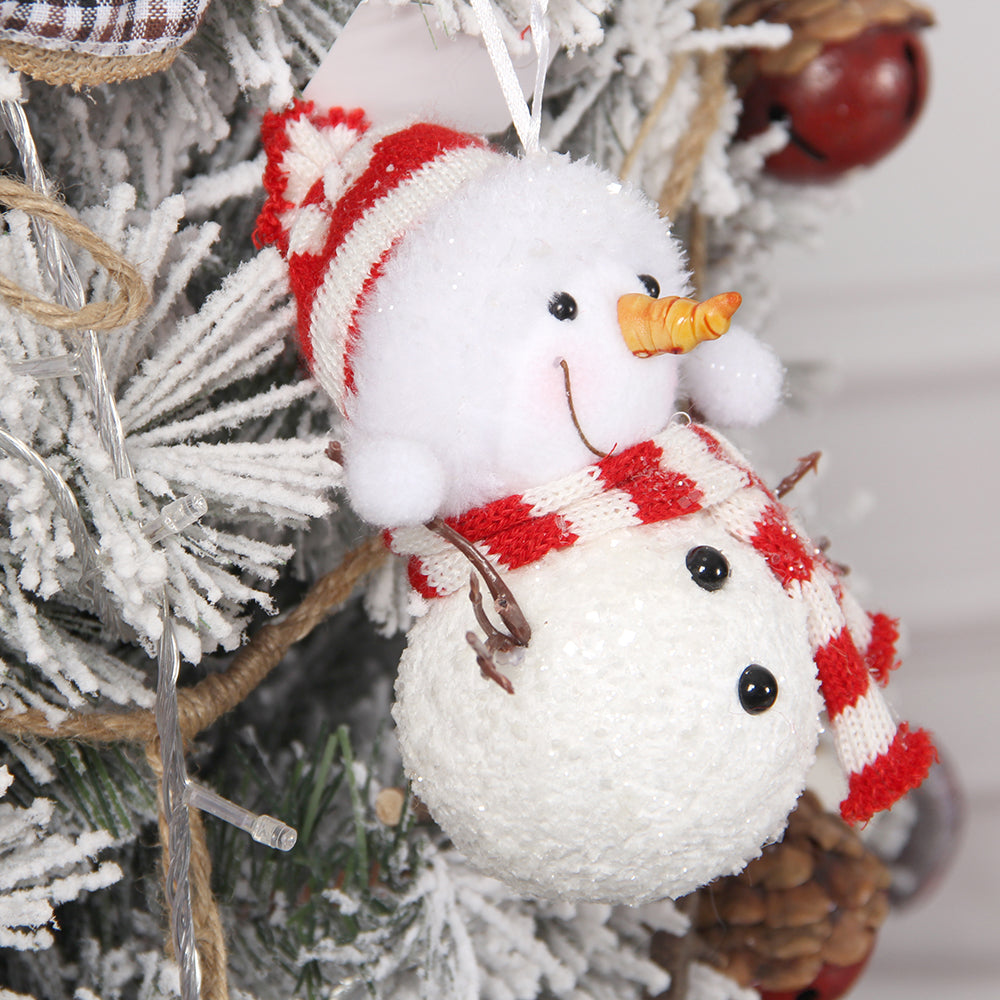 15cm Mini Cute Christmas Tree Hanging Decoration Christmas Snowman Red Neckerchief Snowman Doll Christmas Tree Hanging Decoration