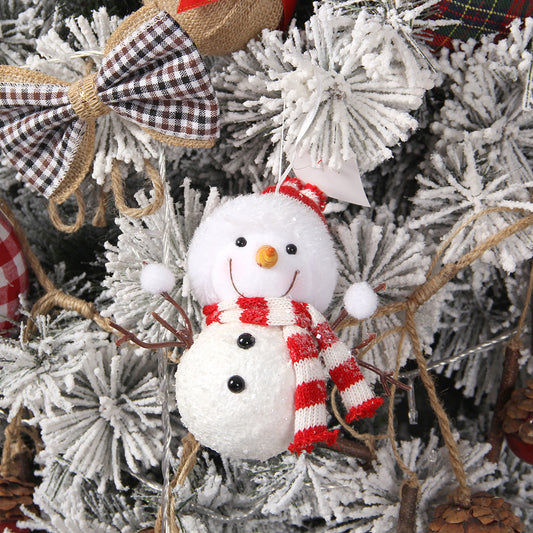 15cm Mini Cute Christmas Tree Hanging Decoration Christmas Snowman Red Neckerchief Snowman Doll Christmas Tree Hanging Decoration