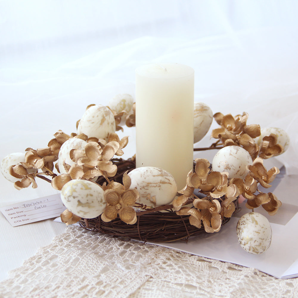 Easter Candle Ring Wreath 20CMArtificial Flower Candle Rings For Wedding Party Home Store Decoration