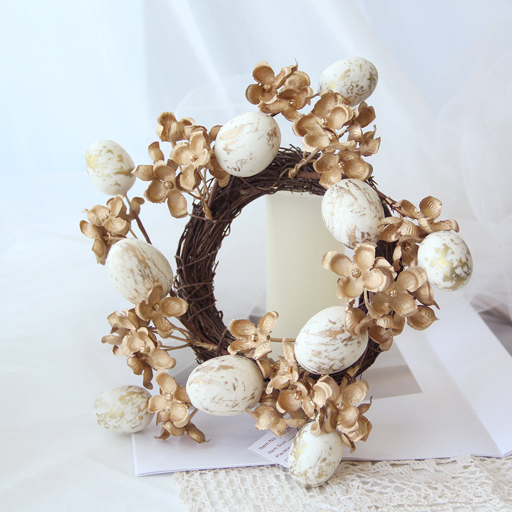 Easter Candle Ring Wreath 20CMArtificial Flower Candle Rings For Wedding Party Home Store Decoration