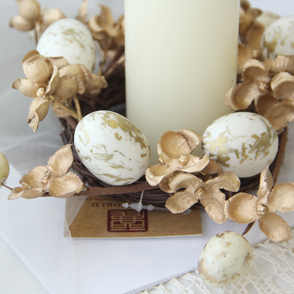Hot Seller Gold Mini Ring Home Decoration Easter Egg Easter Candle Ring