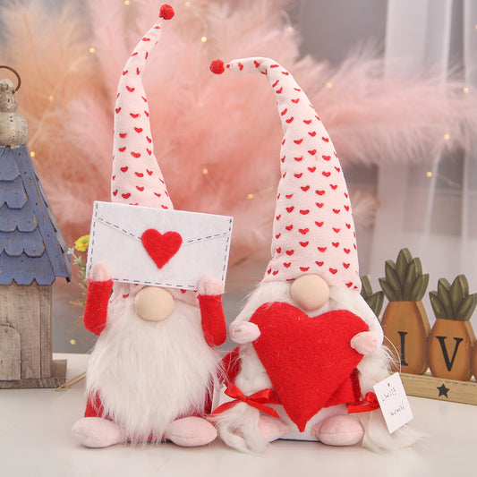 Holiday Gnome Handmade Swedish  Elf Decoration Lovely Valentines Gnome Plush Doll Handmade Valentine's Gifts for Women/Men