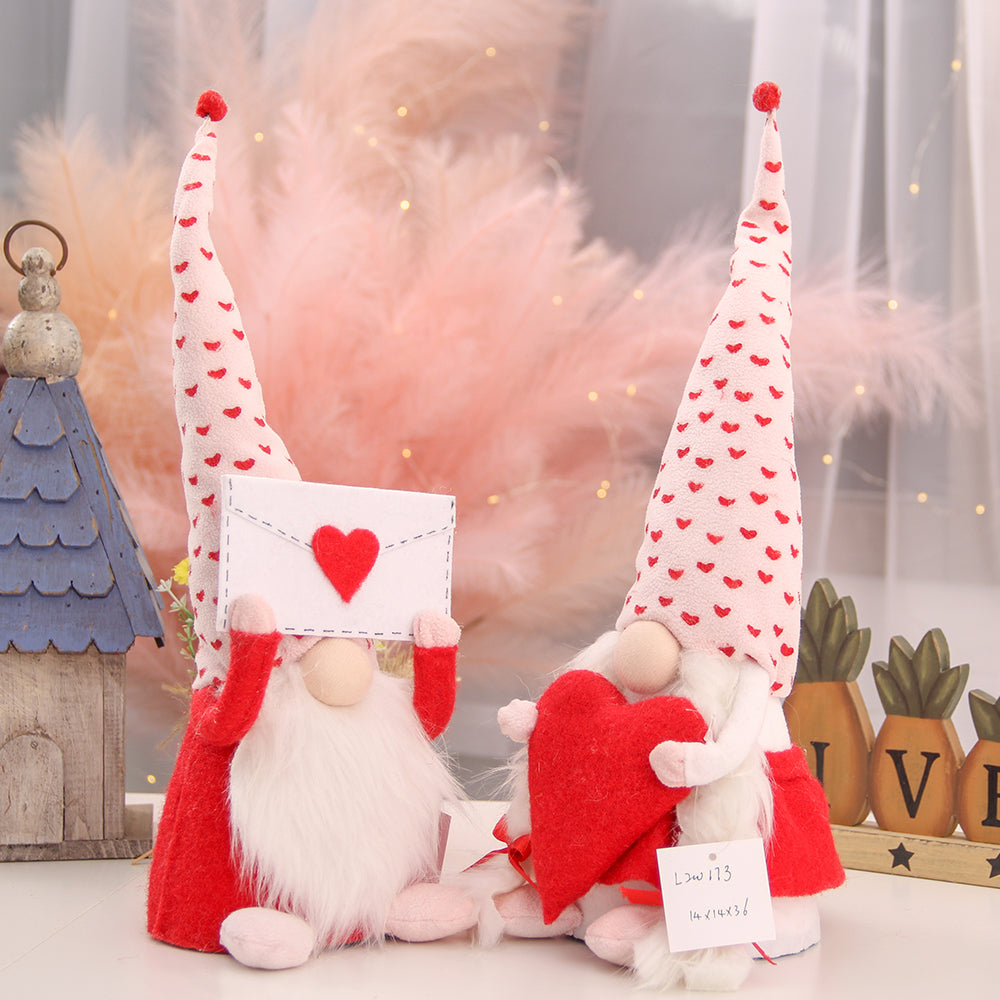 Holiday Gnome Handmade Swedish Elf Decoration Lovely Valentines Gnome Plush Doll Handmade Valentine's Gifts for Women/Men