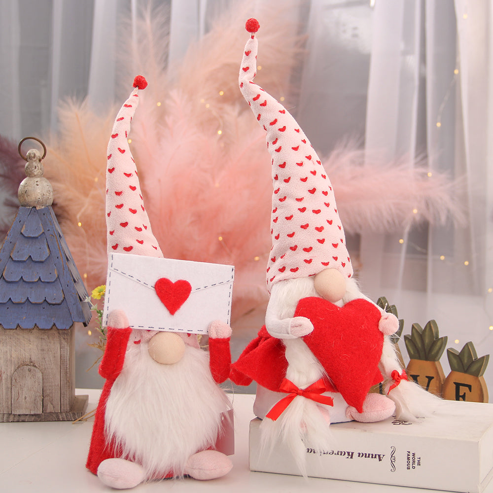 Holiday Gnome Handmade Swedish Elf Decoration Lovely Valentines Gnome Plush Doll Handmade Valentine's Gifts for Women/Men