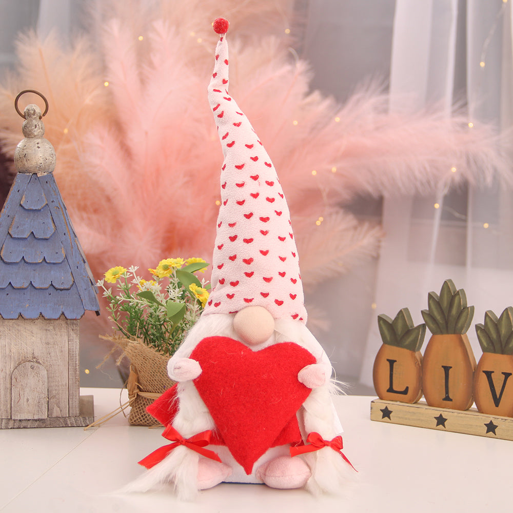 Holiday Gnome Handmade Swedish Elf Decoration Lovely Valentines Gnome Plush Doll Handmade Valentine's Gifts for Women/Men