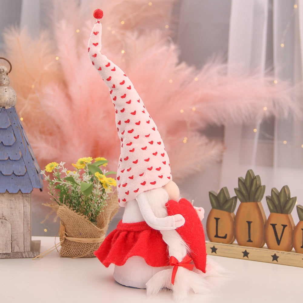 Holiday Gnome Handmade Swedish Elf Decoration Lovely Valentines Gnome Plush Doll Handmade Valentine's Gifts for Women/Men