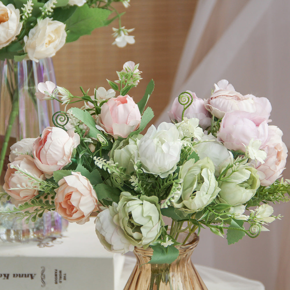 Rose Flowers Outdoor Artificial Flowers for Decoration Plastic Flower Garden Porch Window Box Decor Outdoor Indoor Wedding Decor