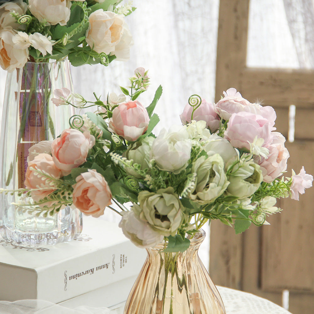 Rose Flowers Outdoor Artificial Flowers for Decoration Plastic Flower Garden Porch Window Box Decor Outdoor Indoor Wedding Decor