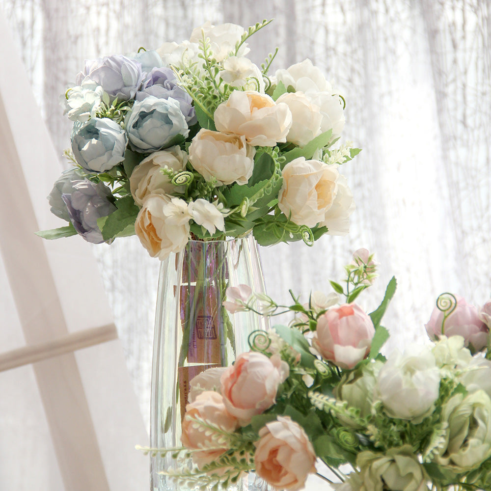 Rose Flowers Outdoor Artificial Flowers for Decoration Plastic Flower Garden Porch Window Box Decor Outdoor Indoor Wedding Decor