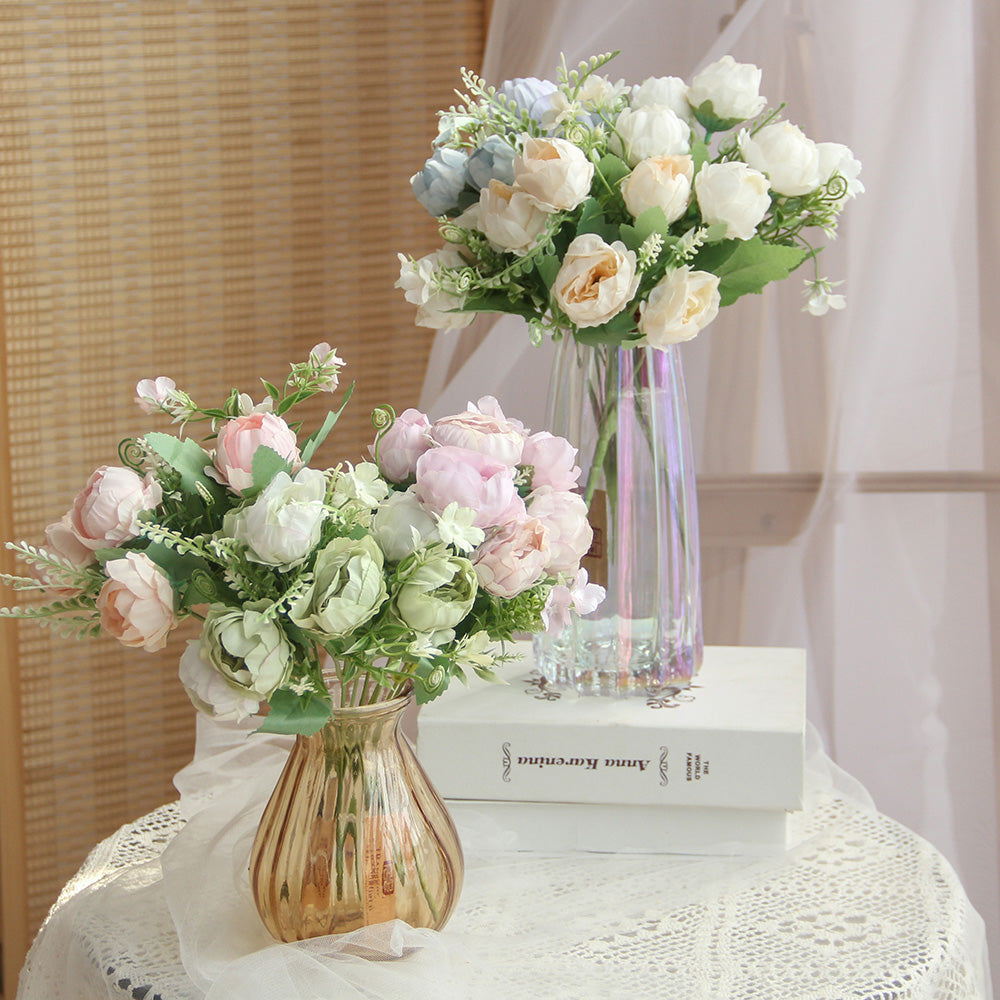 Rose Flowers Outdoor Artificial Flowers for Decoration Plastic Flower Garden Porch Window Box Decor Outdoor Indoor Wedding Decor