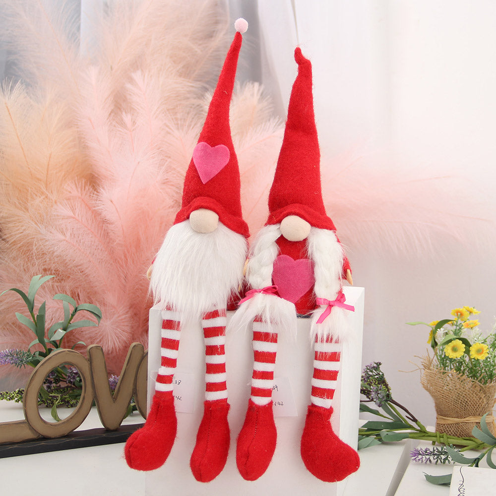 Holiday Gnome Handmade Swedish Elf Decoration Plush Doll Ornaments Valentine Day Gnomes Plush Decor Red Stripe