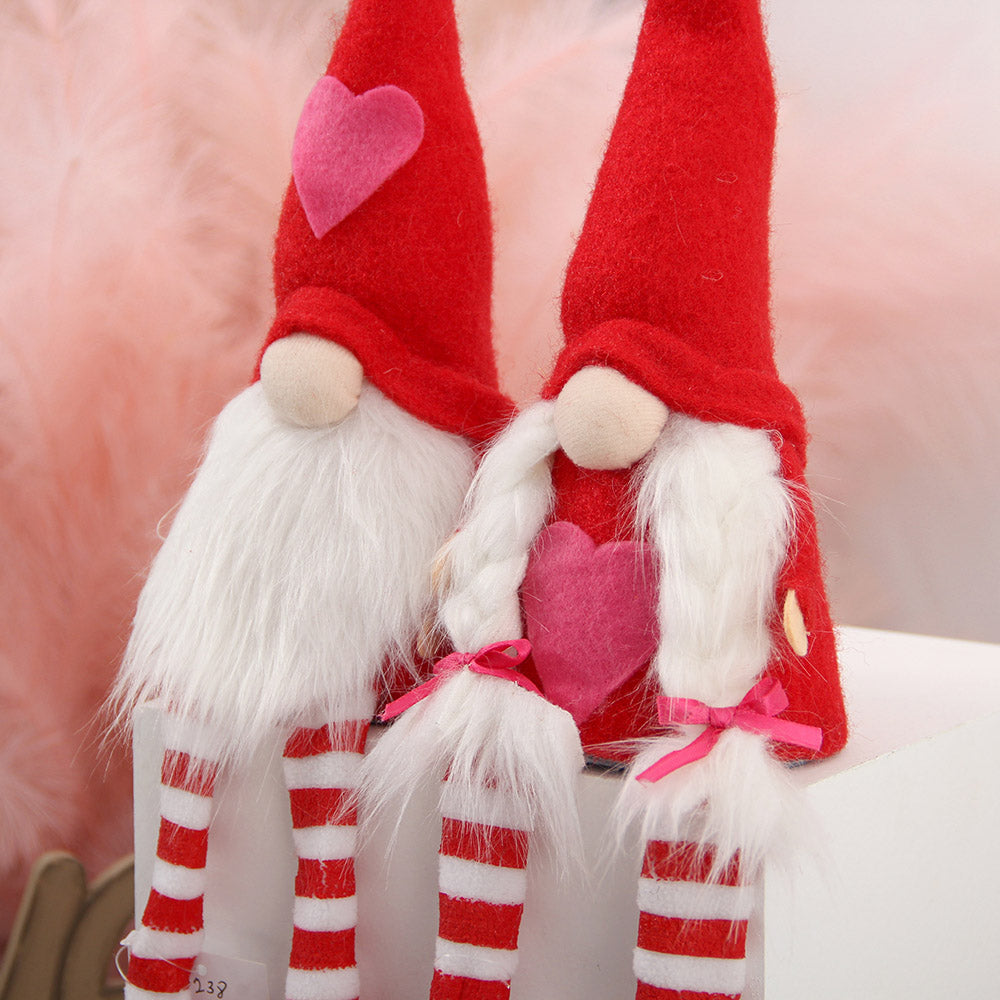 Holiday Gnome Handmade Swedish Elf Decoration Plush Doll Ornaments Valentine Day Gnomes Plush Decor Red Stripe