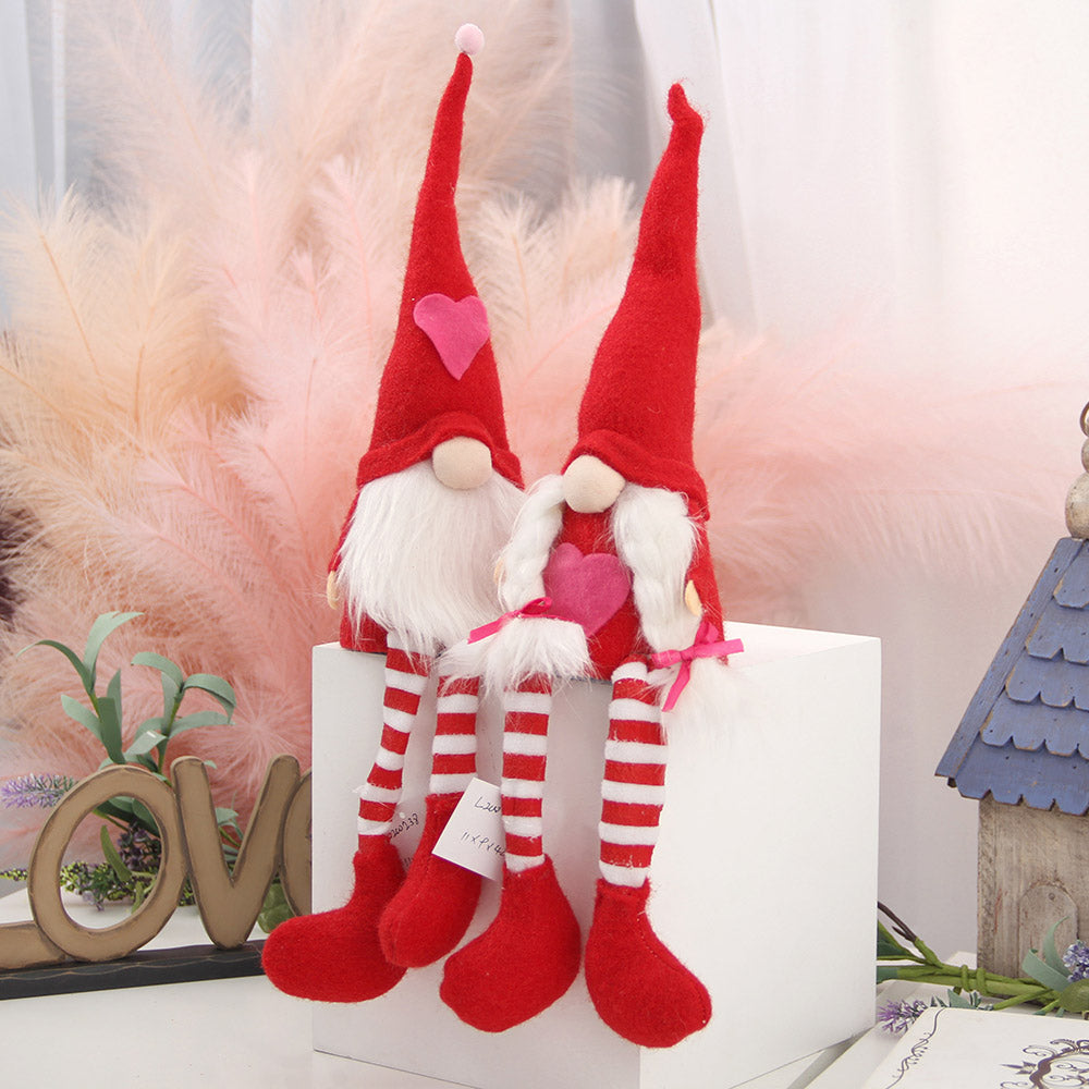 Holiday Gnome Handmade Swedish Elf Decoration Plush Doll Ornaments Valentine Day Gnomes Plush Decor Red Stripe