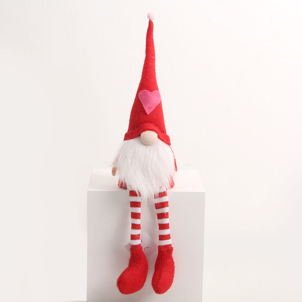 Holiday Gnome Handmade Swedish Elf Decoration Plush Doll Ornaments Valentine Day Gnomes Plush Decor Red Stripe