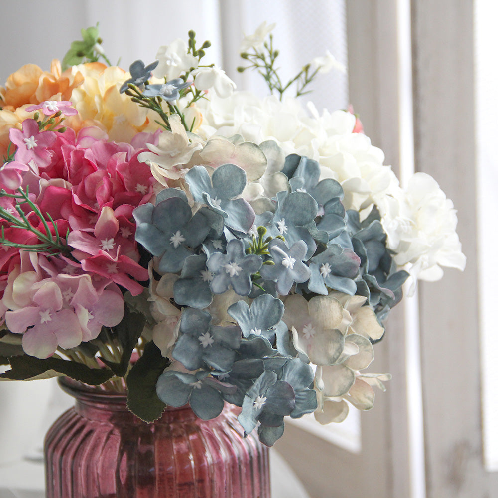 Realistic Artificial Hydrangea Large Real Touch Flowers Artificial Flowers Home Kitchen Garden Party Festival Bar DIY
