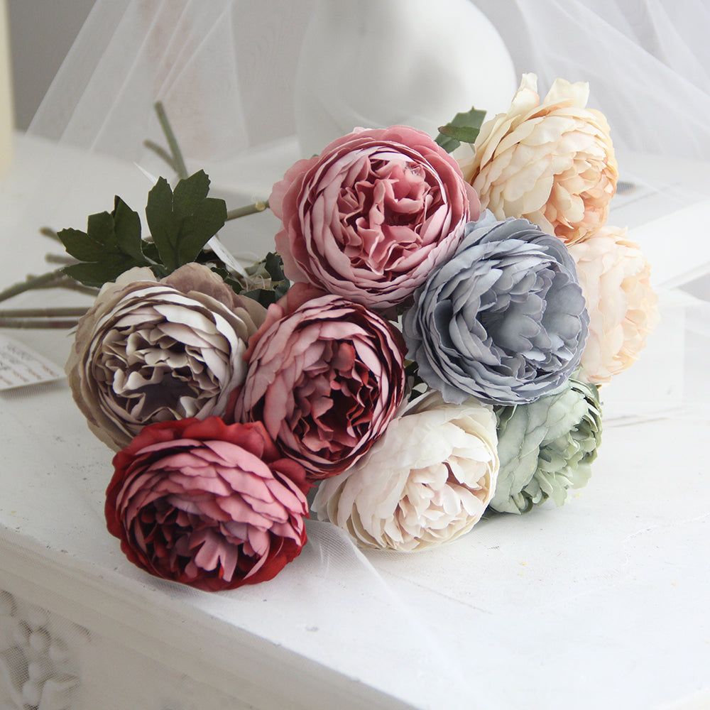Artificial Flower for Decoration Silk Rose Bouquet Plastic Arrangements for Home Bridal Wedding Party Festival Decor