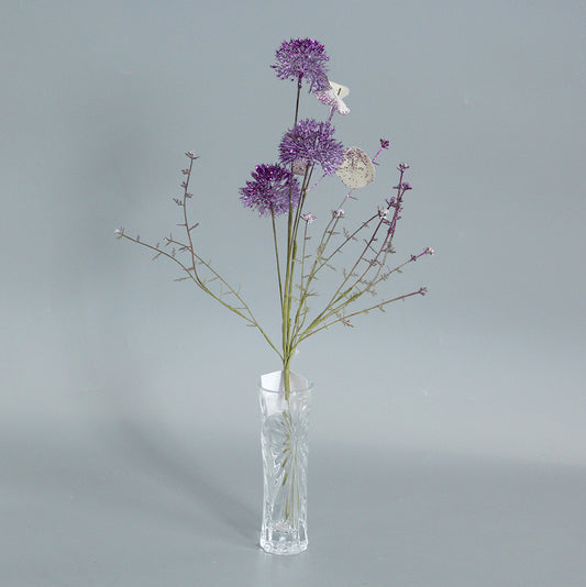 Wedding Purple Artificial Flowers Spray Decorative Potted Silk System Artificial Flower with Vase for Home Decor