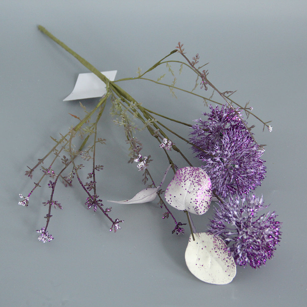 Wedding Purple Artificial Flowers Spray Decorative Potted Silk System Artificial Flower with Vase for Home Decor