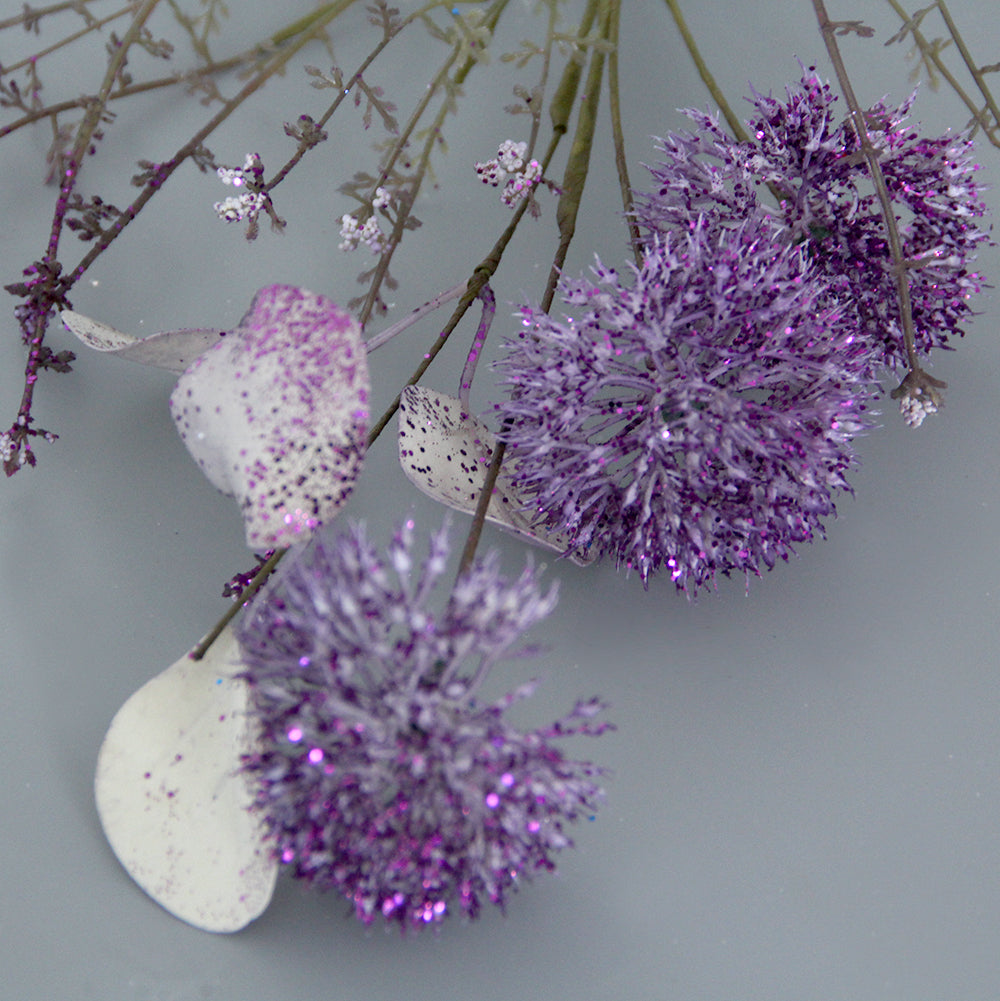 Wedding Purple Artificial Flowers Spray Decorative Potted Silk System Artificial Flower with Vase for Home Decor