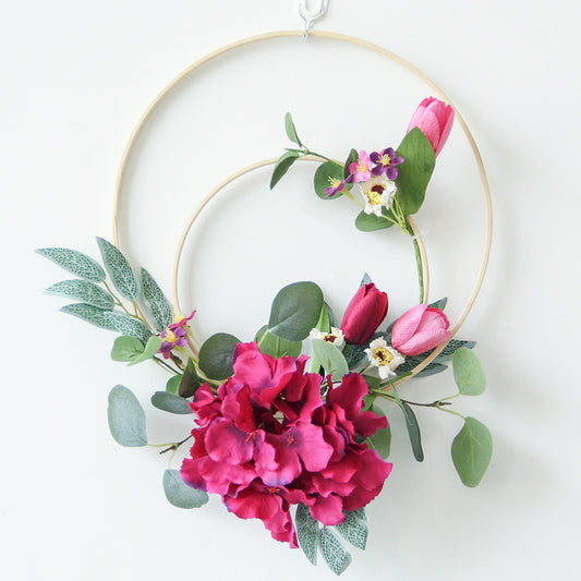 Factory Make Rose Flower Metal Wreath Iron Art Wall Decoration Artificial Wreath Spring Half Wreath