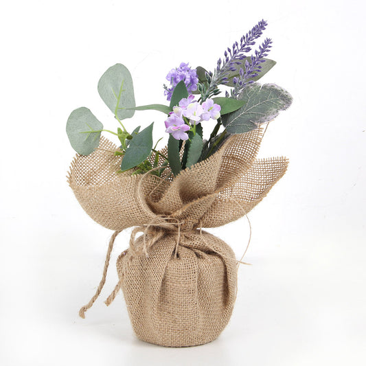 Flower Pots & Planters bonsai Artificial Flowers Head with Stem Purple White  Flower Pots