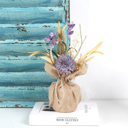 Flower Pots & Planters bonsai Artificial Flowers Head with Stem Purple White Flower Pots