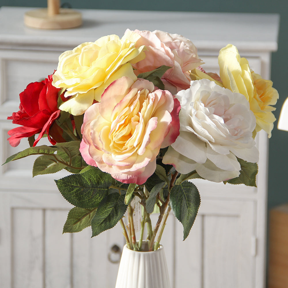Artificial Flower High Quality Artificial Rose Flowers Single Stem Rose Colorful Mix Flower Arrangement