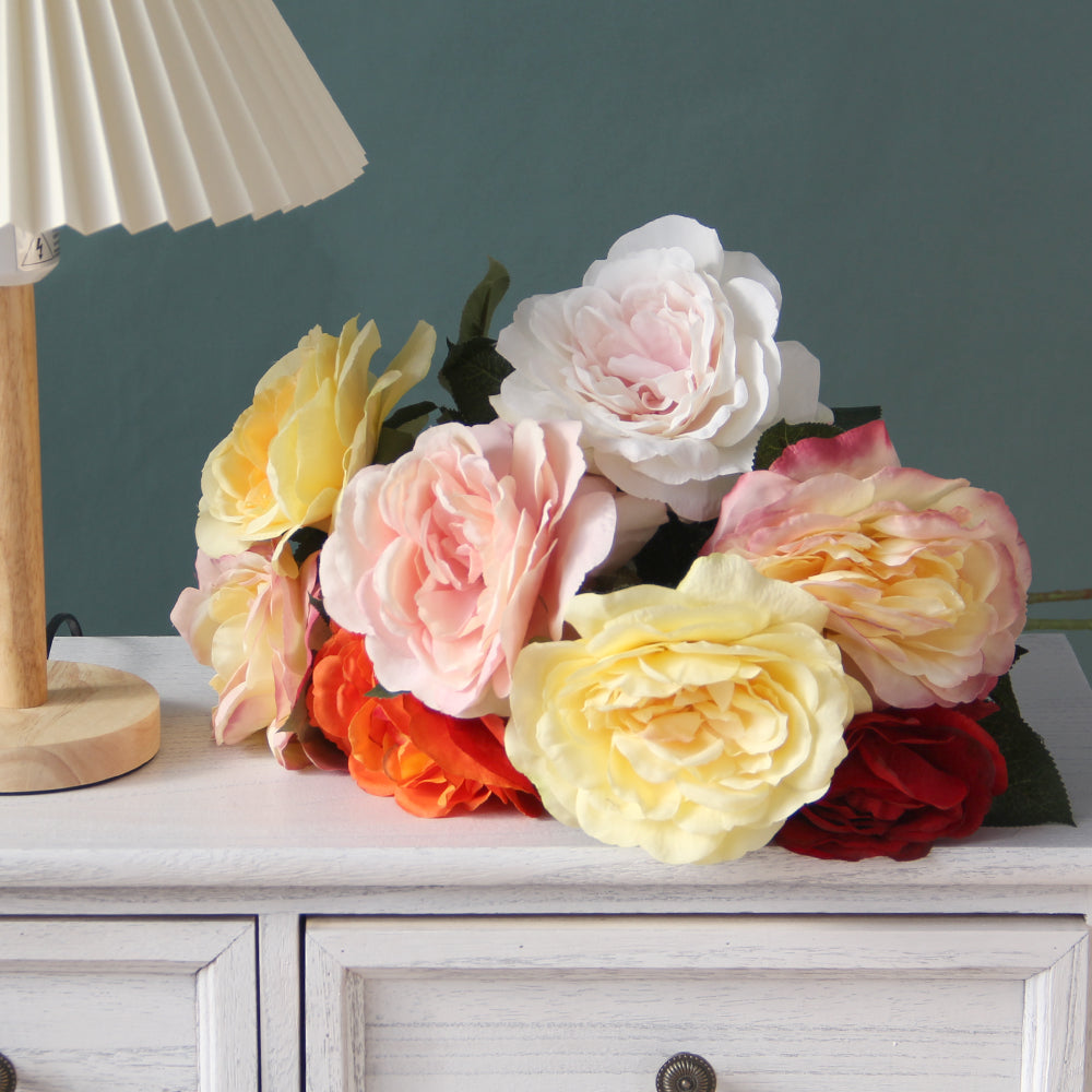 Artificial Flower High Quality Artificial Rose Flowers Single Stem Rose Colorful Mix Flower Arrangement