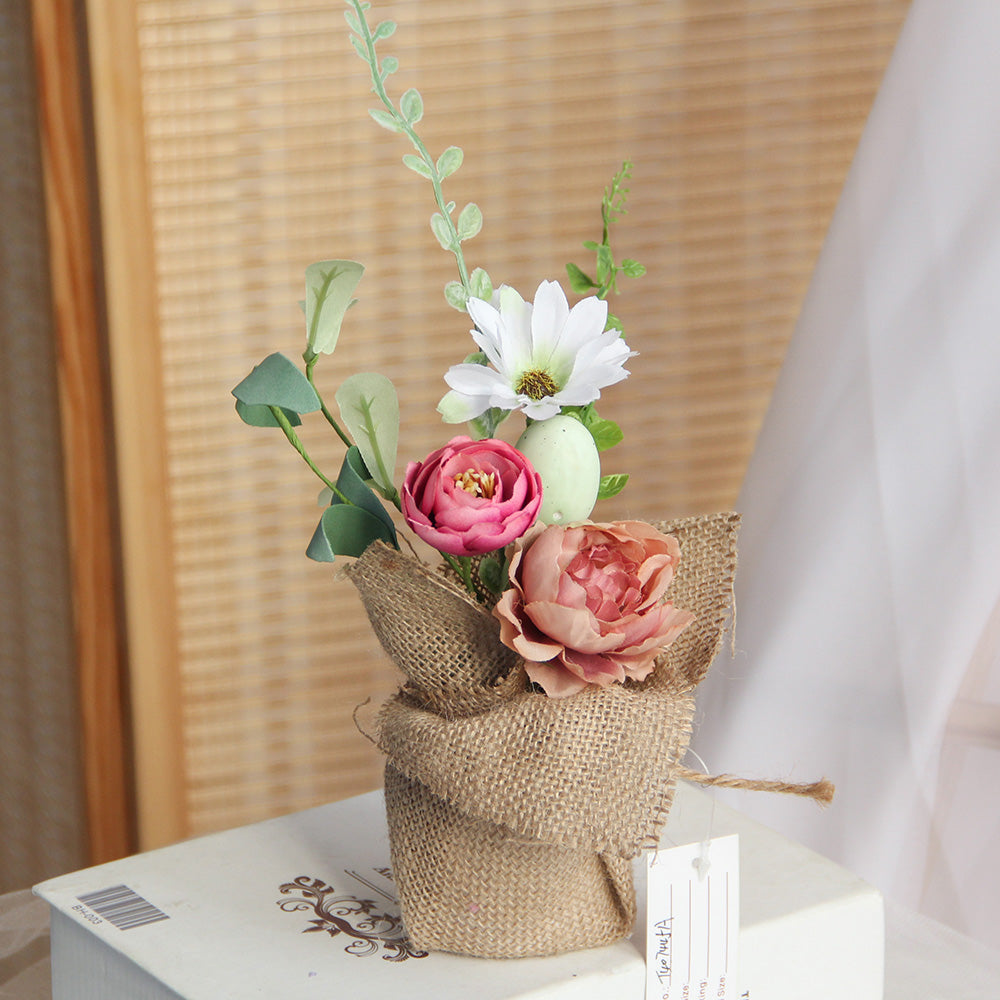 New Design Spring & Summer Pot Artificial Flowers Home Decoration Silk Flower Wedding Party Everyday Decoration