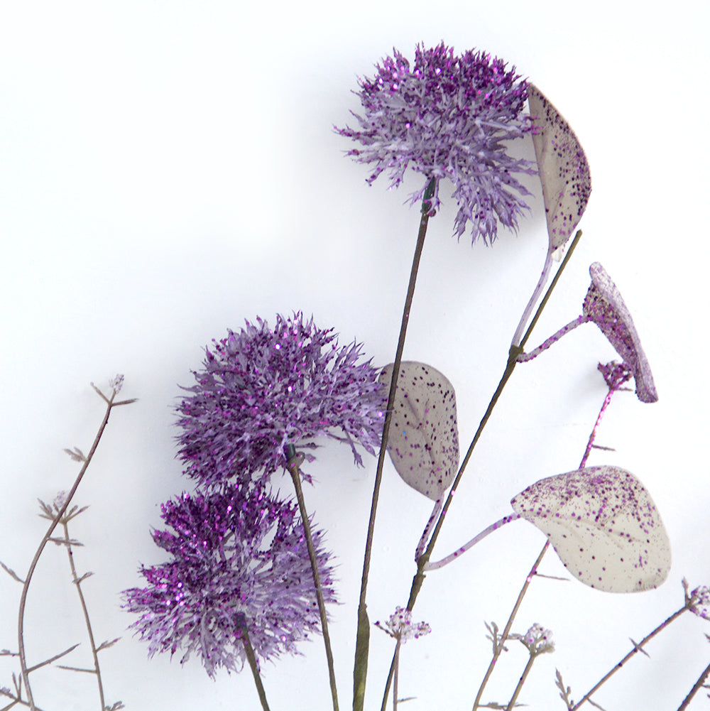 Wedding Purple Artificial Flowers Spray Decorative Potted Silk System Artificial Flower with Vase for Home Decor