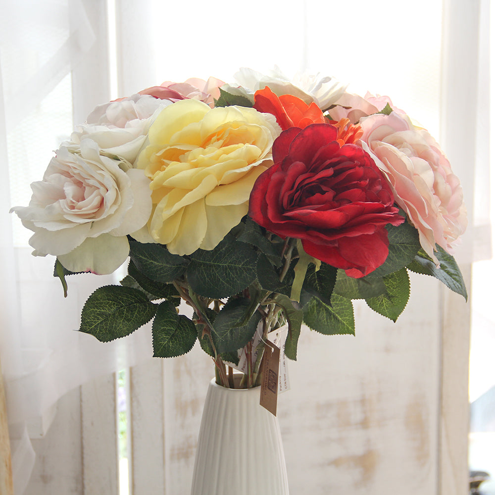 Artificial Flower High Quality Artificial Rose Flowers Single Stem Rose Colorful Mix Flower Arrangement