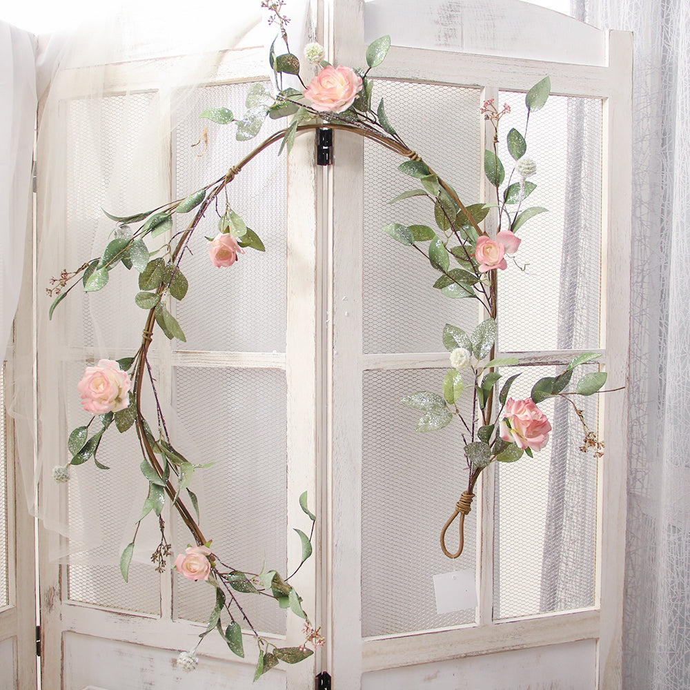 Wholesale Artificial Garland Rose Flowers With Leaves Vine Decorations Floral Greenery For Wedding Backdrop Party