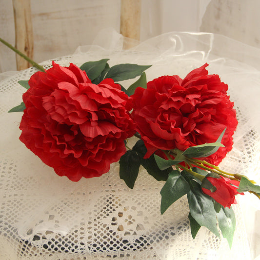Wholesale 3head Big Peony Artificial Flower European Style Peony Flowers For Home Wedding Decoration Flowers