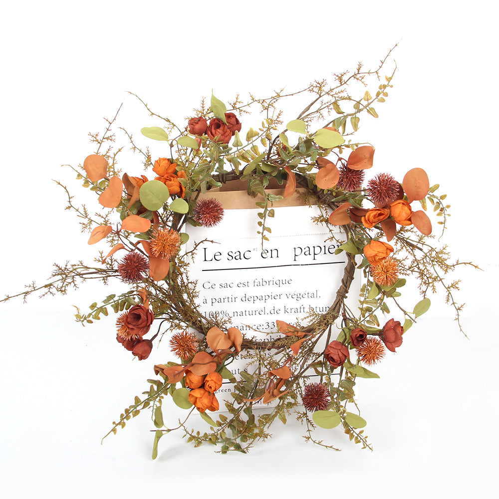 Customized Autumn 40cm Artificial Wreaths Autumn Decorative Flowers, Wreaths and Plants Decorative Wreaths For Home Decor