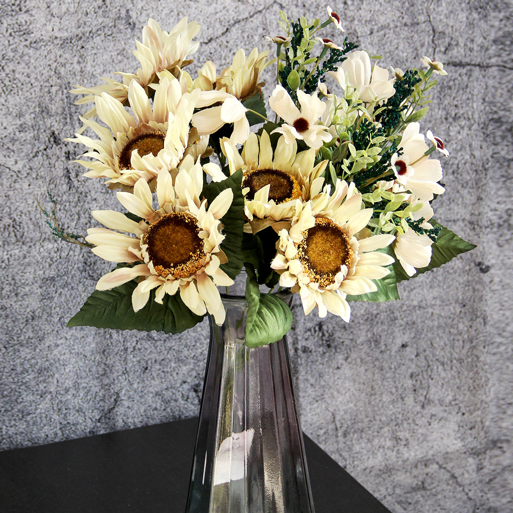 High Quality 12head Sunflower Flowers Spring Summer Artificial Sunflower Decorative Flowers For Wedding Home Table Decoration